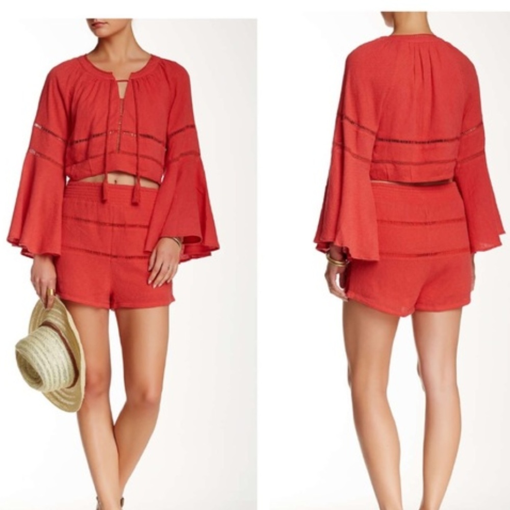 FREE PEOPLE Two Piece Mi Corazon Set in Red